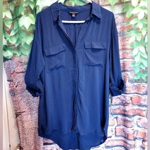 3/4 Roll Tab Sleeves Button Down Blouse